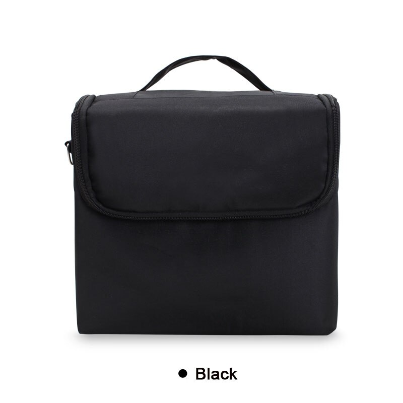 Estojo portátil para cosméticos de maquiagem, bolsa organizadora para maquiagem, grande capacidade, multicamadas: Black