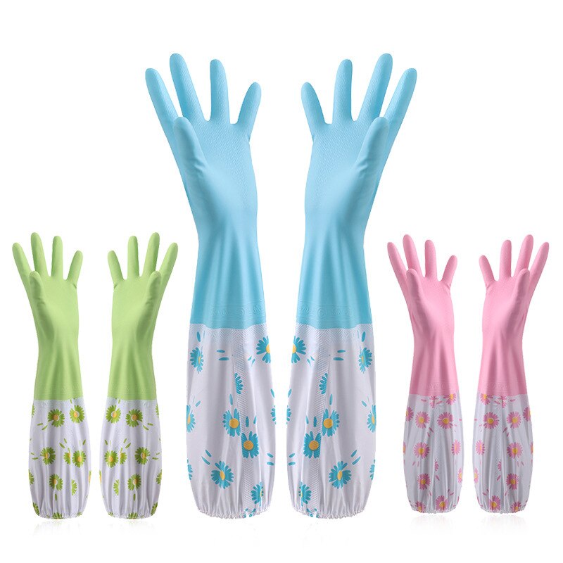Daisy Kitchen Dishwashing Gloves Women Thick Latex Washing Clothes Waterproof Plastic Housework Durable Dishwashing Gloves