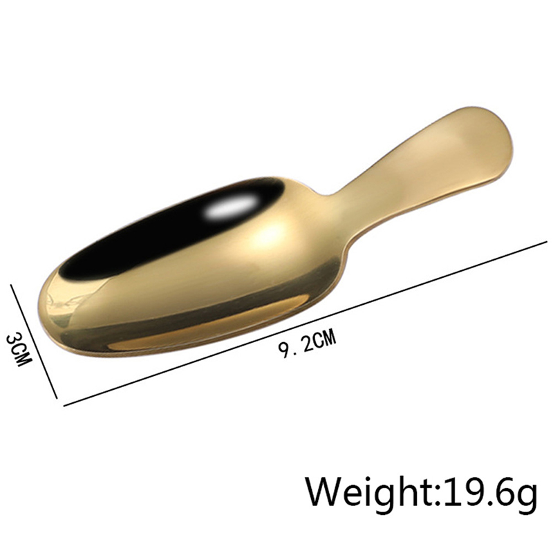 1PC Cute Stainless Steel Spoon Short Handle Gold Ice Cream Tea Coffee Spoon Kids Spoon Kitchen Condiment Spice Scoop: Red