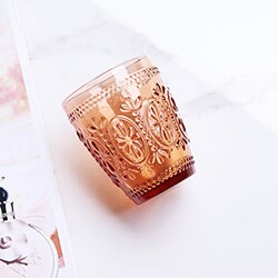 Vasos de cristal Multicolor con relieve para bebidas, vasos de cristal para , Bar, 300ML, 2 unids/lote: Naranja