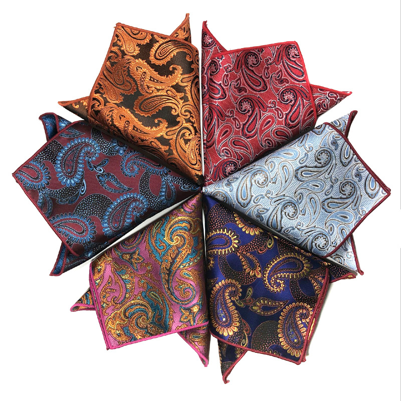 Heren zakdoek luxe jacquard stropdas voor heren paisley pochet handdoek zakdoeken 26.5cm volledige jurk accessoires