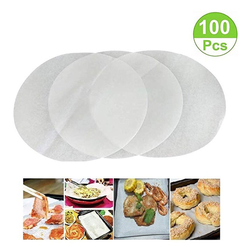 100Pcs Perkament Liners Veilige Ronde Papier Voor Oven Bbq Air Friteuse Grill Papier Hamburger Patty Papier Keuken Gereedschap Diameter 13/20Cm
