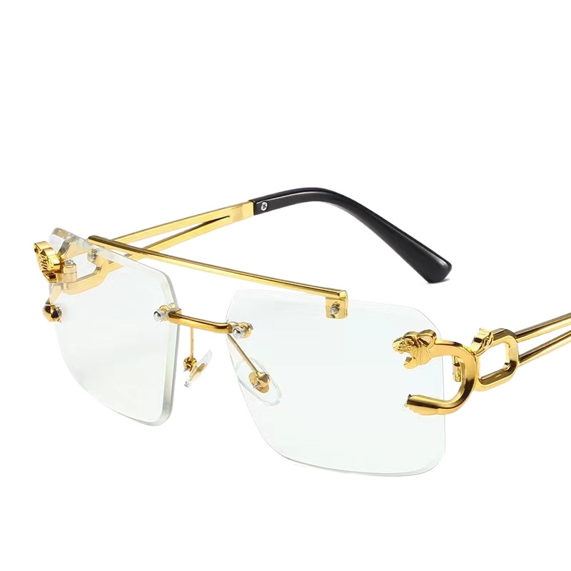 Sunglasses Men Rimless Sun Glasses Shades Lens Ladies Frameless Eyeglasses: Brown
