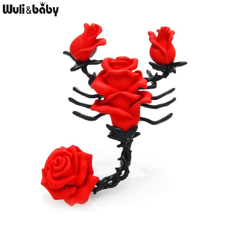 Wuli &amp; Baby Grote Bloem Scorpion Broches Vrouwen Unisex Insecten Party Office Casual Broche Pins: red