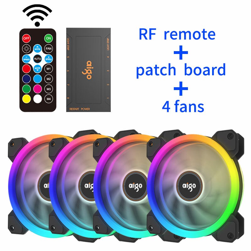 Aigo DR12 PC Cooling Fan 120mm Fan Rgb Fan Mute IR Argb White Blade Cooler Master 120mm Cooler Cooling For Computer Fans: 4in1