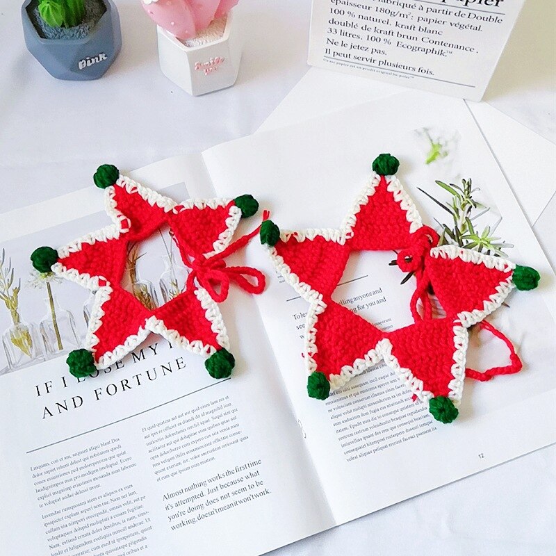 Collar con campana para perro y gato, babero navideño para mascotas, bufanda para gatitos, Collar para cachorros, accesorios para Cosplay, 4 tamaños: red star 2pcs / M