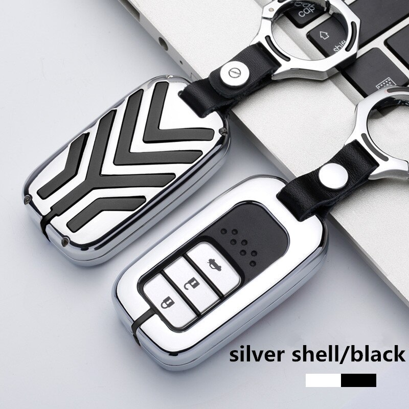 Sleutelhoesje van zinklegering voor honda civic vfc accord 2003-2007 cr- v freed pilot-stijl autosleutelhanger: Een sliver zwart