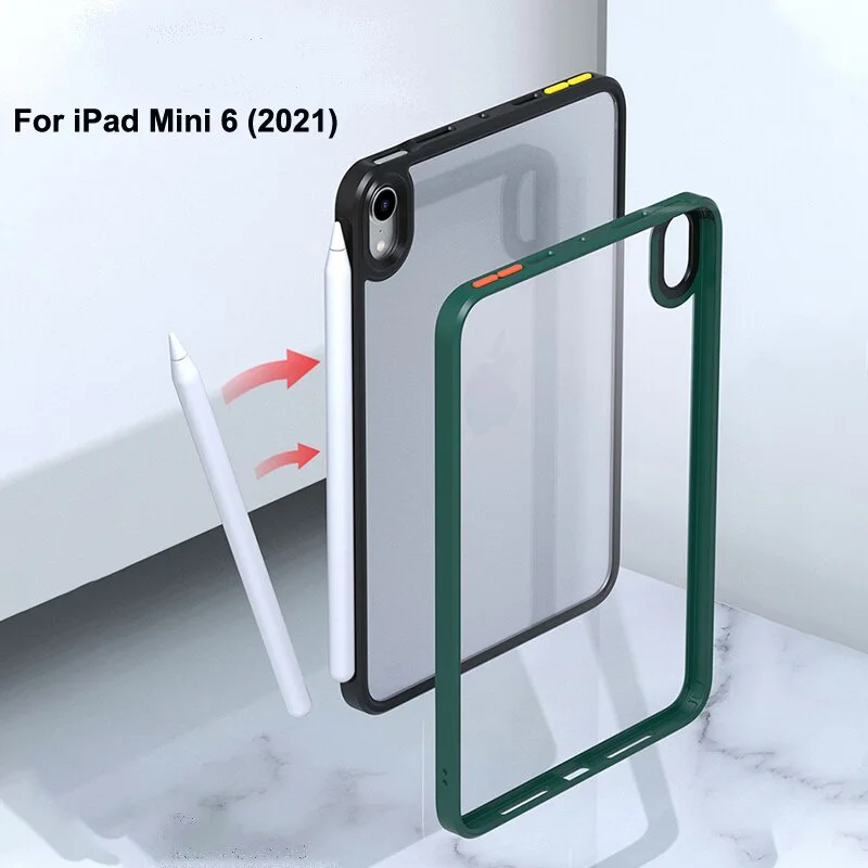 Voor iPad Mini 6 A17 Pro 2024 Case Luxe Ultra Dunne Schokbestendige TPU + Acryl Beschermende Clear Back Bumper Cover voor iPad Mini 7