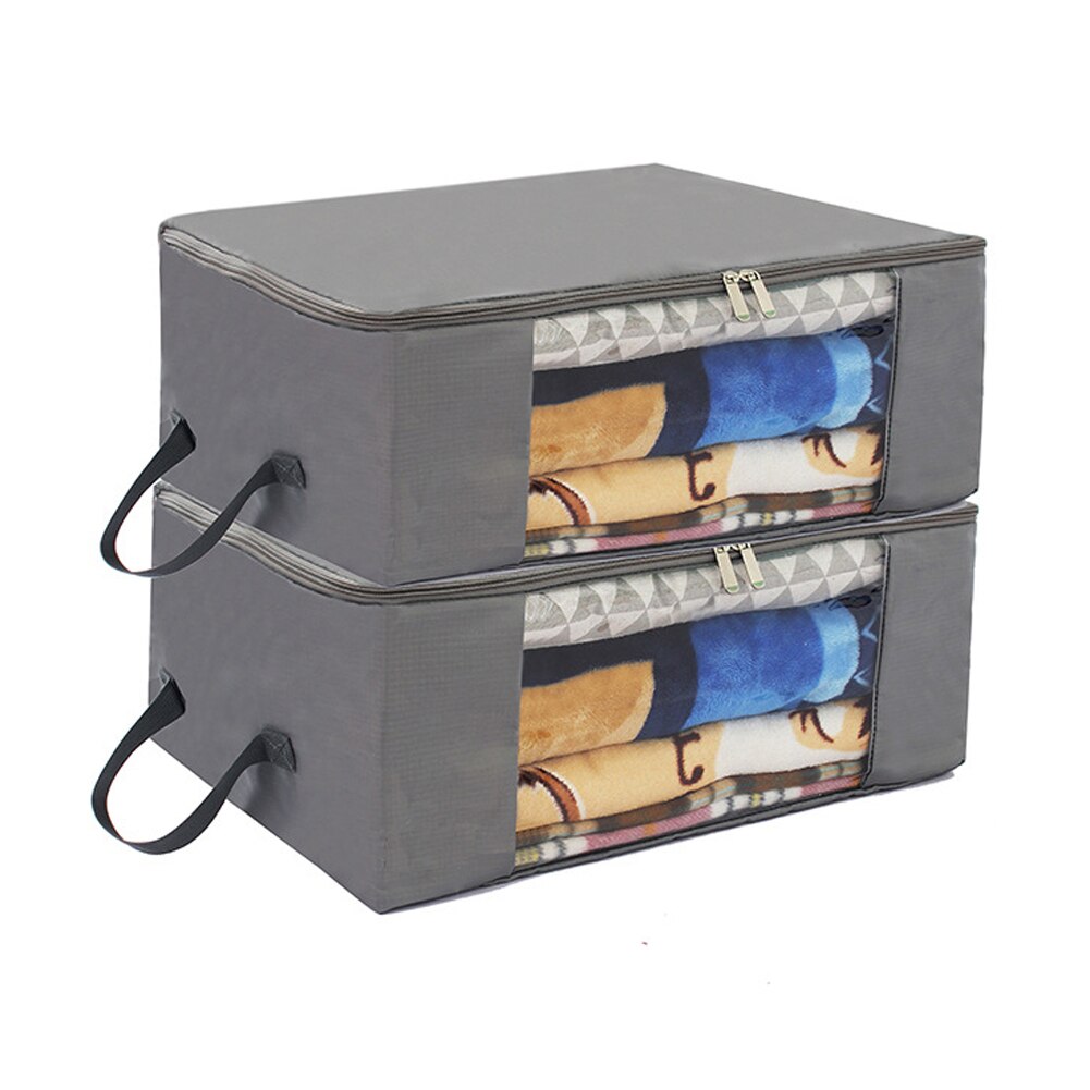 Bolsas de almacenamiento para ropa debajo de la cama, bolsas gruesas y transpirables con cremallera, con ventana transparente, 90L, 2 unidades: 2PCS 60x50x30 cm