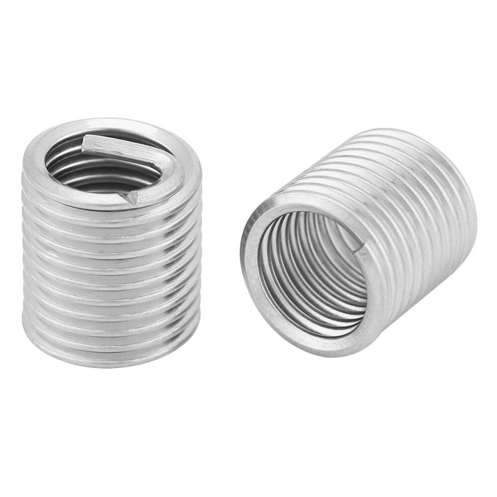 100pcs/set M8x1.25x2D Thread Inserts Stainless Steel Wire Screw Sleeve Coiled Wire Helical Screw Thread Inserts Fastener