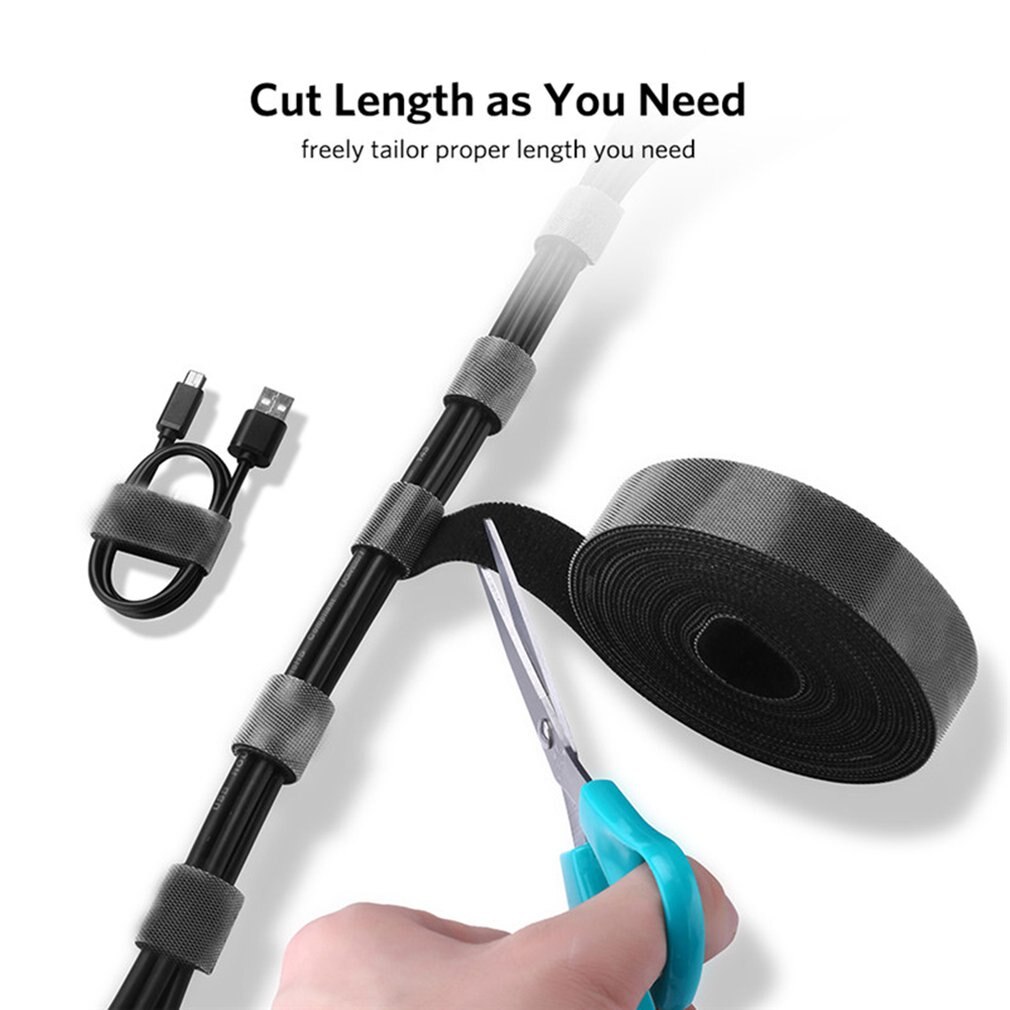 2/3m/4m/5m Velcro Cable Ties Reusable Nylon Self Adhesive Fastener Tape DIY Home Office Cable Harness Manager Wiring Accessories