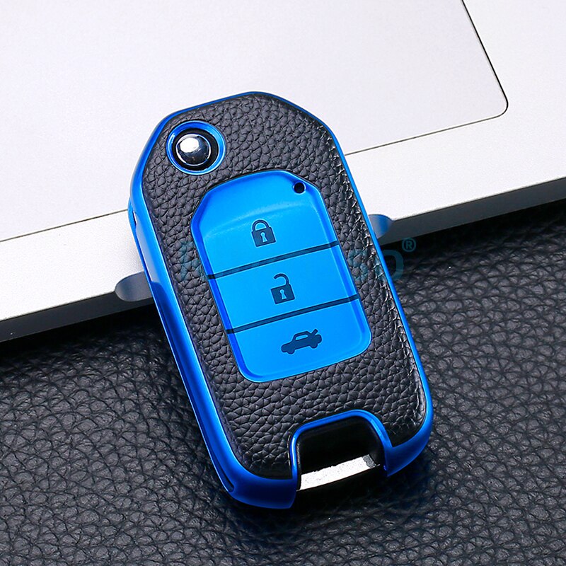 Tpu Key Cover Case for Honda CRV Pilot Accord Civic Car Shell Auto Key Keychain Keyring: Blue Shell B
