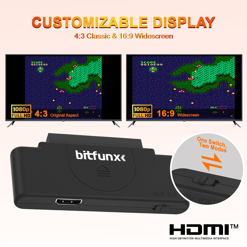 BitFunx – adaptateur RGB vers HDMI 1080p pour Console de jeu PCE, moteur, prise en charge 16:9 et 4:3, convertisseur vidéo de commutation pour la série Core Grafx