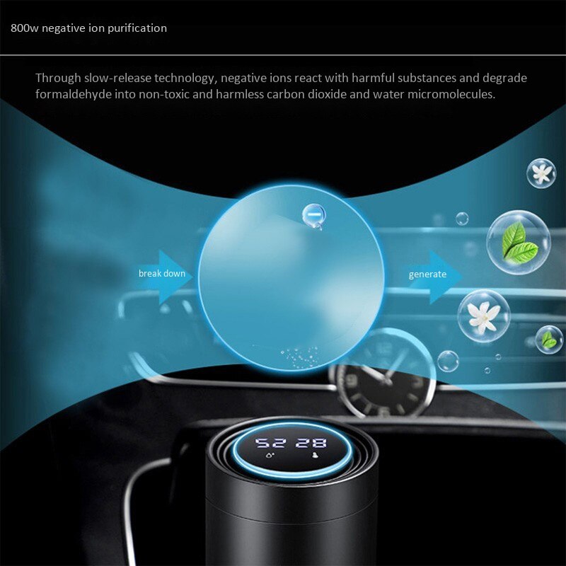 Car Air Purifier Car Fresh Air Freshener Cleaner Intelligent Display Temperature and Humidity Ionizer Car Accessories