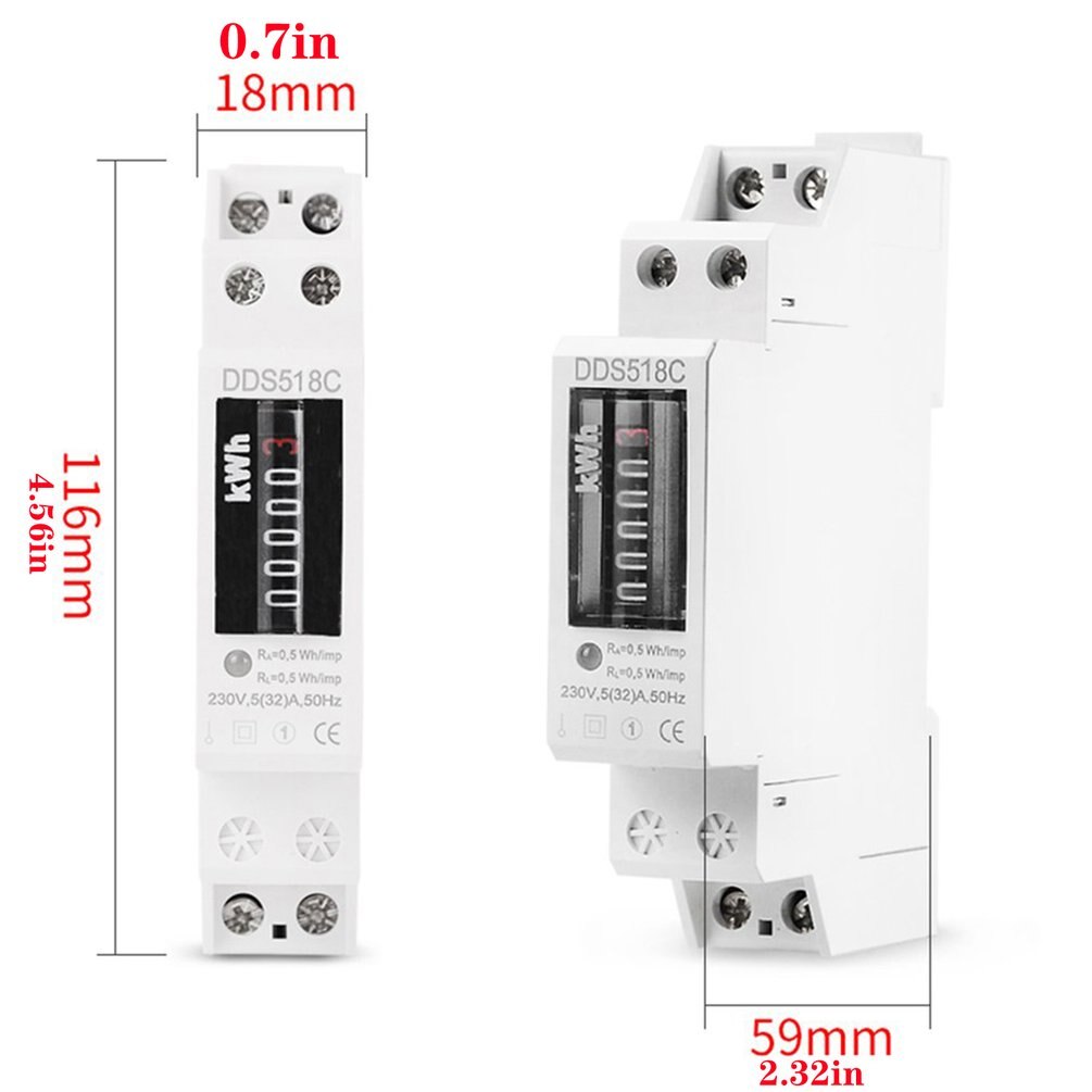 SINOTIMER Single Phase Energy Meter Rail Mount Smart Home Mechanical Watt-Hour Meter Electricity Power Consumption Wattmeter kWh