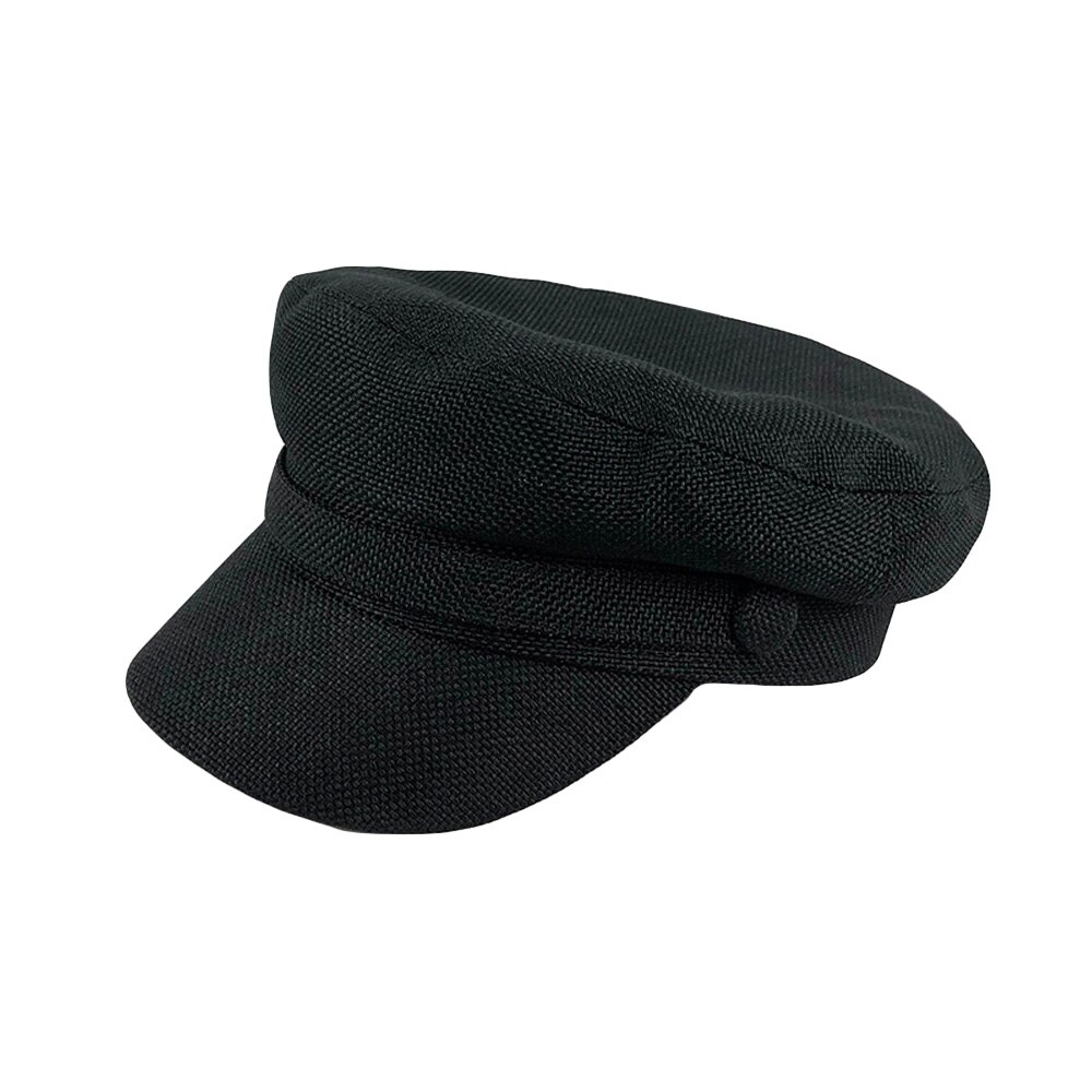 Dames gavboy visière casquettes décontracté octogonale casquette classique couleur unie chapeau plat: Black