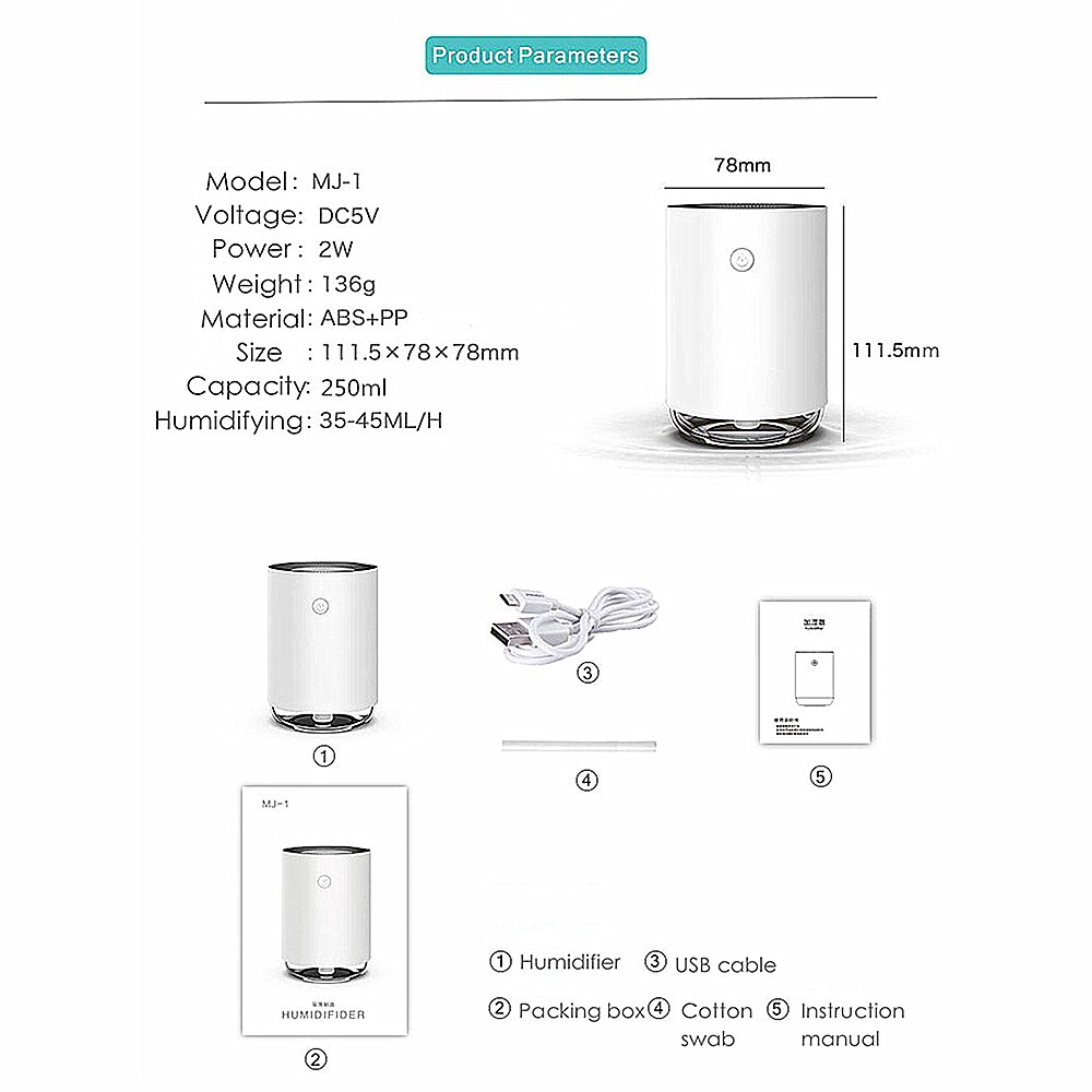 Humidificador de aromaterapia portátil, minidifusor de aceites esenciales para coche, humidificador de Aroma ultrasónico con USB, y la Oficina para el hogar, 250ml