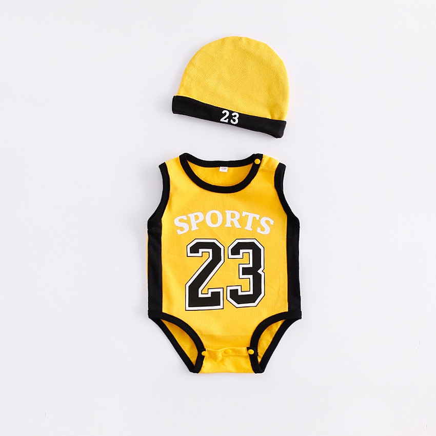 Baby Jongen Meisje Basketbal Kleding Set 2 Stuks Hooded Bodysuits Zomer Kind Trainingspak Korte Mouwen Sport Pak Baby Kleding