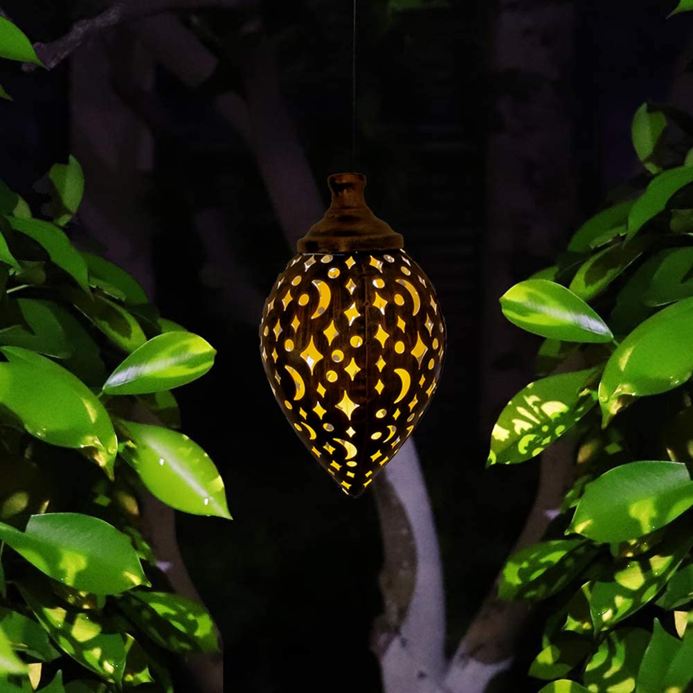 Waterproof Solar Garden Light LED Lantern Hanging Outdoor Solar Lamp Olive Shape Sensitive Sensor Control Solar Powered lamp