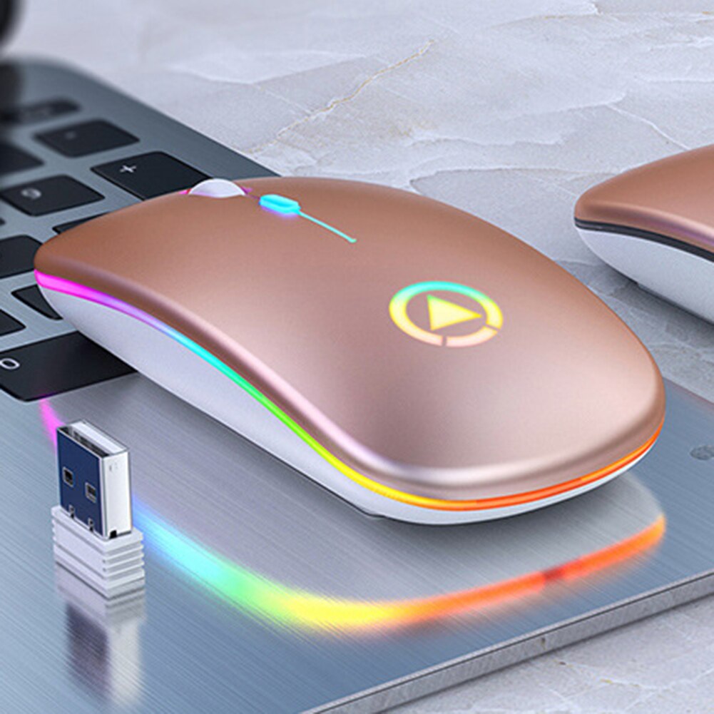 Rechargeable Wireless Mouse Computer Silent Colorful LED Mice Optical Ergonomic Gaming Mouse For Home Office PC Laptop
