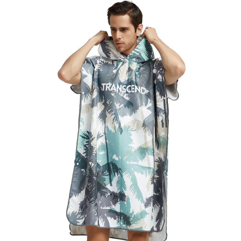 Toalla deportiva con capucha para hombre y mujer, Poncho de secado rápido, albornoz de playa, bata de baño, Sudadera con capucha para Surf, Parka de natación: Gris claro