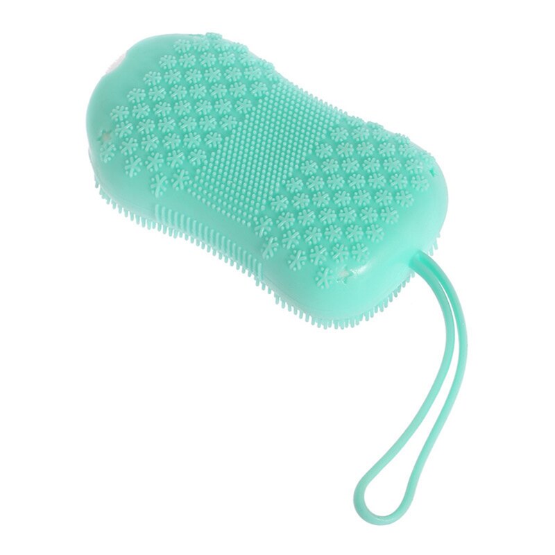 Silikon badborste dusch bubbelskrubb svampborste badrumsrengöring massageborste för att skrubba tillbaka kroppsduschtillbehör: Grön