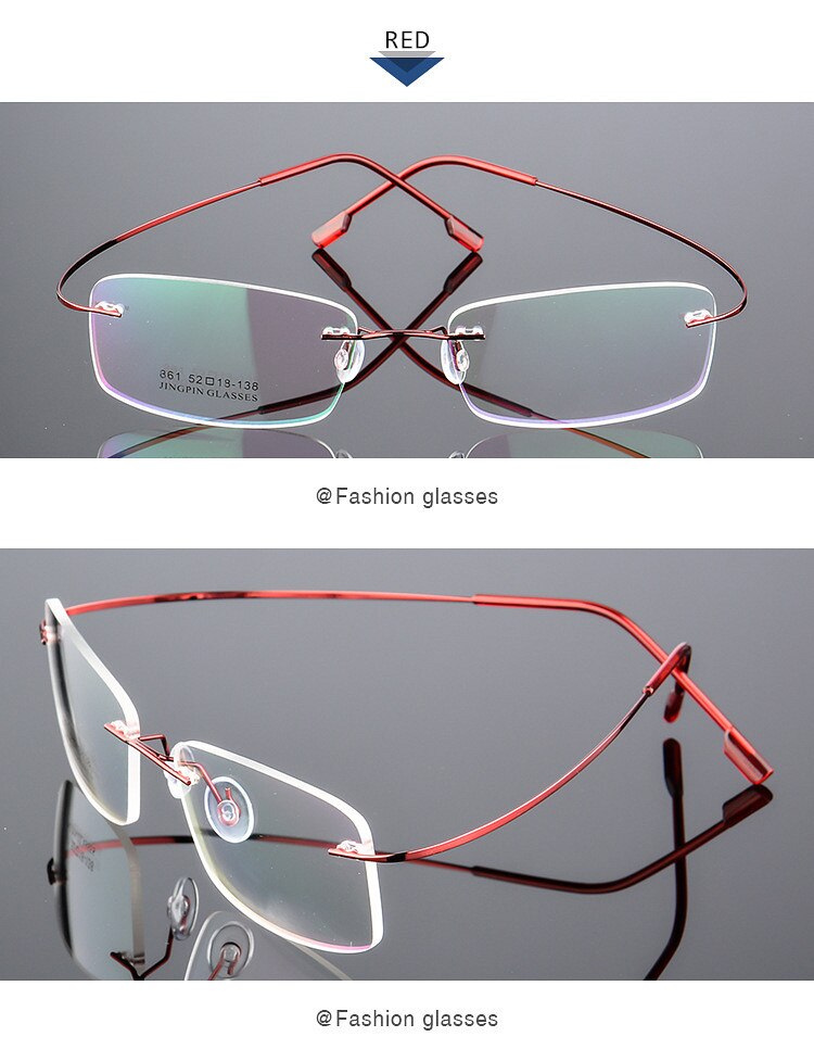 Uvlaik kantløse titanium briller rammer kvinder mænd fleksible optiske recept rammeløse briller – Grandado