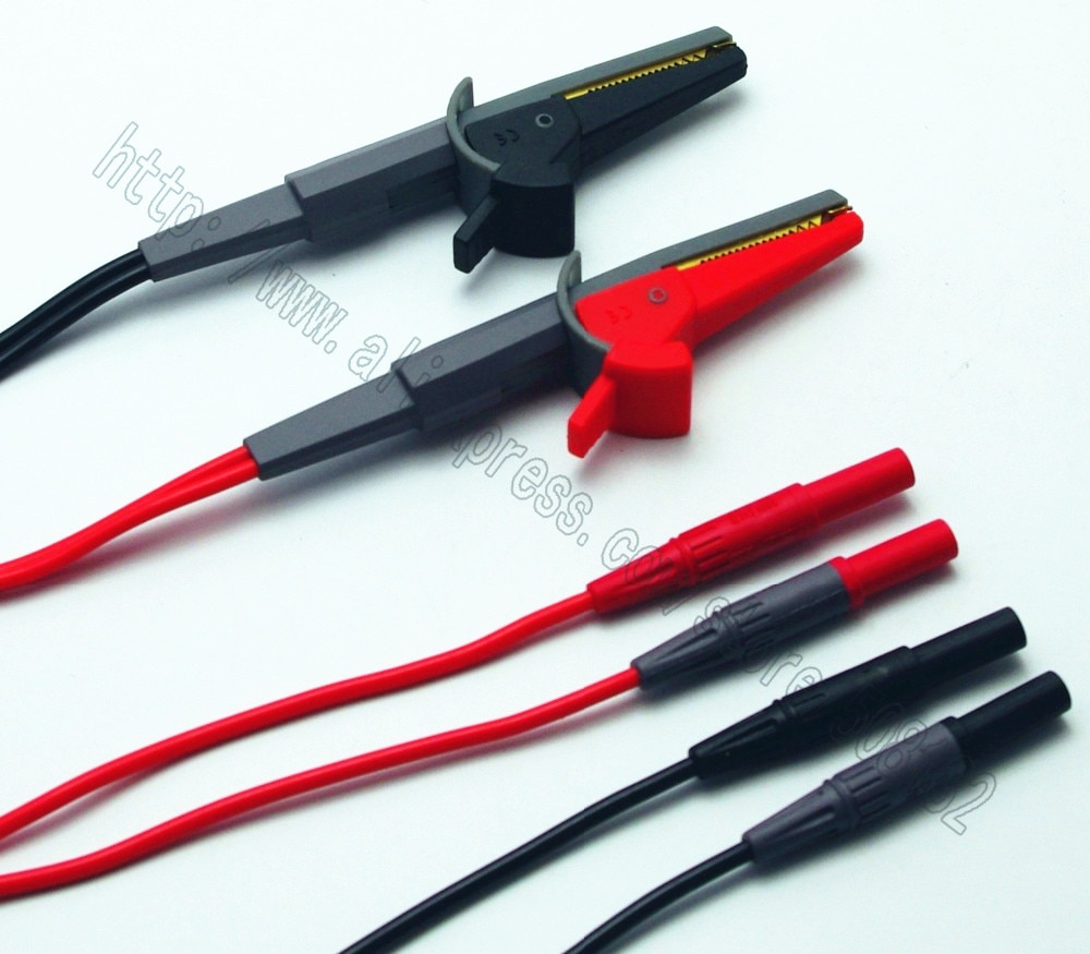 LCR Meter Tester 4 Wire Test Leads Lead Terminal Kelvin Clip Alligator with Banana Plug