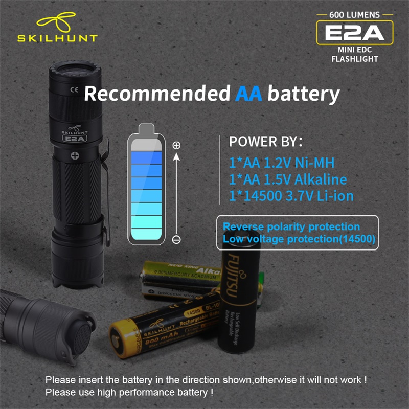 Skilhunt-Mini lampe à clé LED EPipeline, poche compacte, lampe de poche EDC, 600 lumens, 14500 AA, nouveauté