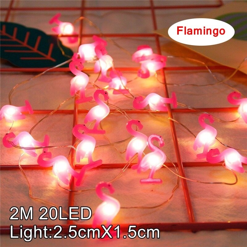 2M 20 LED String Light Cartoon Flamingo Cactus Heart Star Shape String Fairy Lights for Home Bedroom Party Decorations: Flamingo