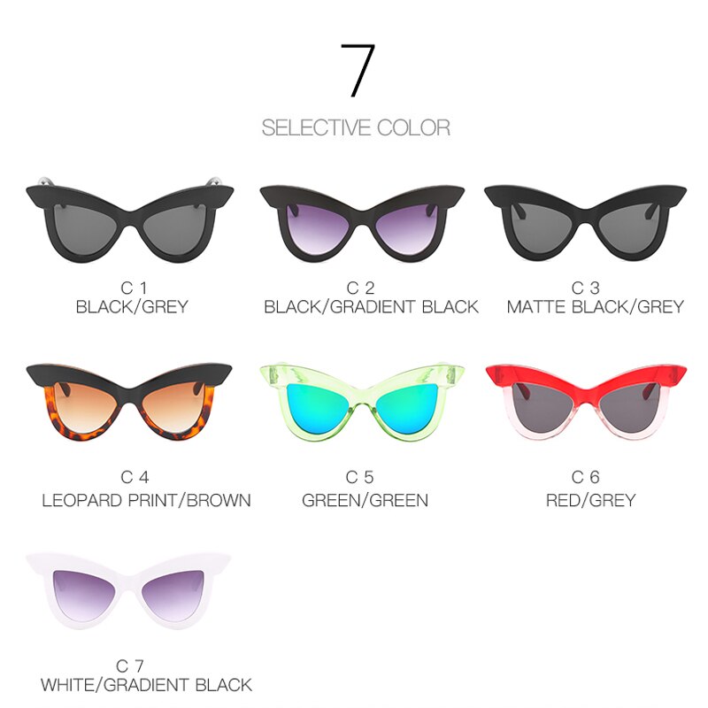 gafas de sol de personalidad cejas grandes ojos de gato senderismo gafas de sol coloridas tendencia de conducción gafas de sol de cruce