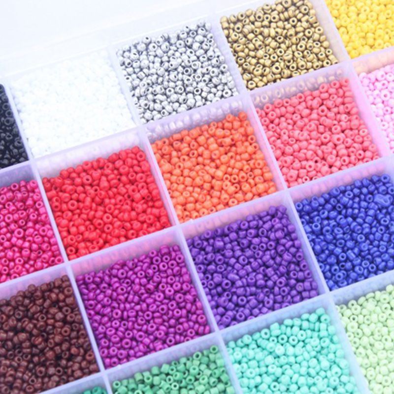 24000Pcs 24 Grid 2mm Small Glass Seed Beads for Jewelry Making Mixed Opaque Colors DIY Bracelets Necklaces Crafts Beading Kits