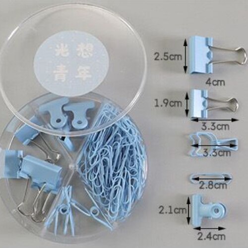 80Pcs/lot Color Binder Clips Set Mint Green Pink blue Multi Paper Clips Kawaii Stationery Office Accessories School Supplies: Blue