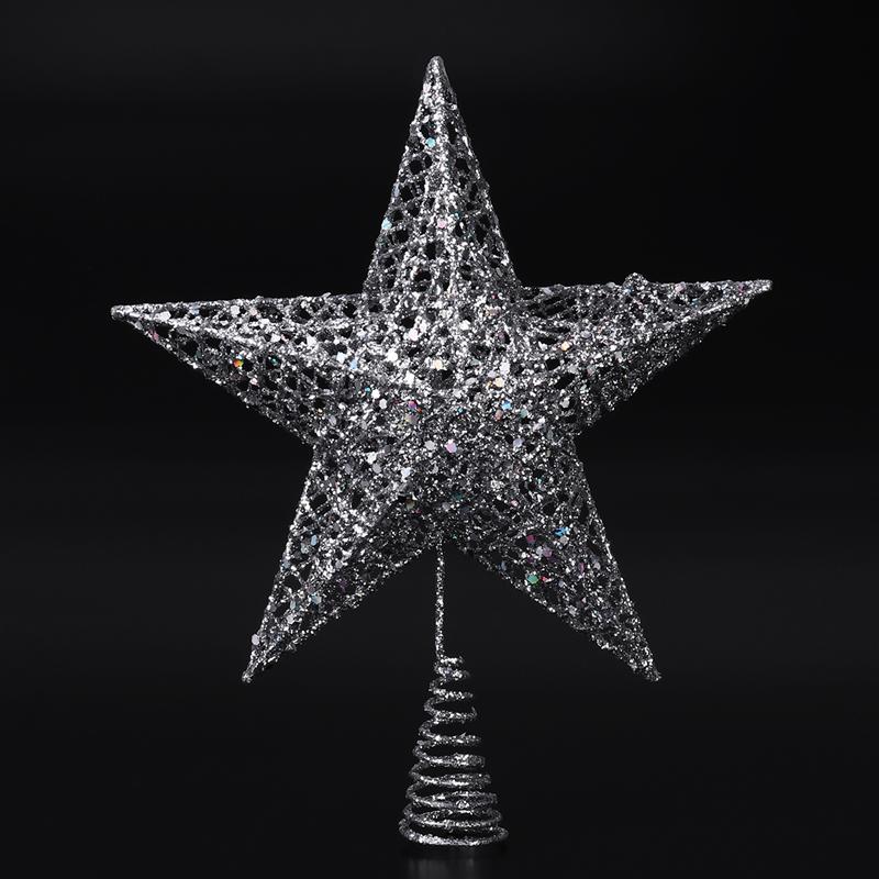 20cm sølv stjerne træ topper udsøgt skinnende stjerne juletræ topper juletræ dekoration 5 punkt stjerne træetop indretning