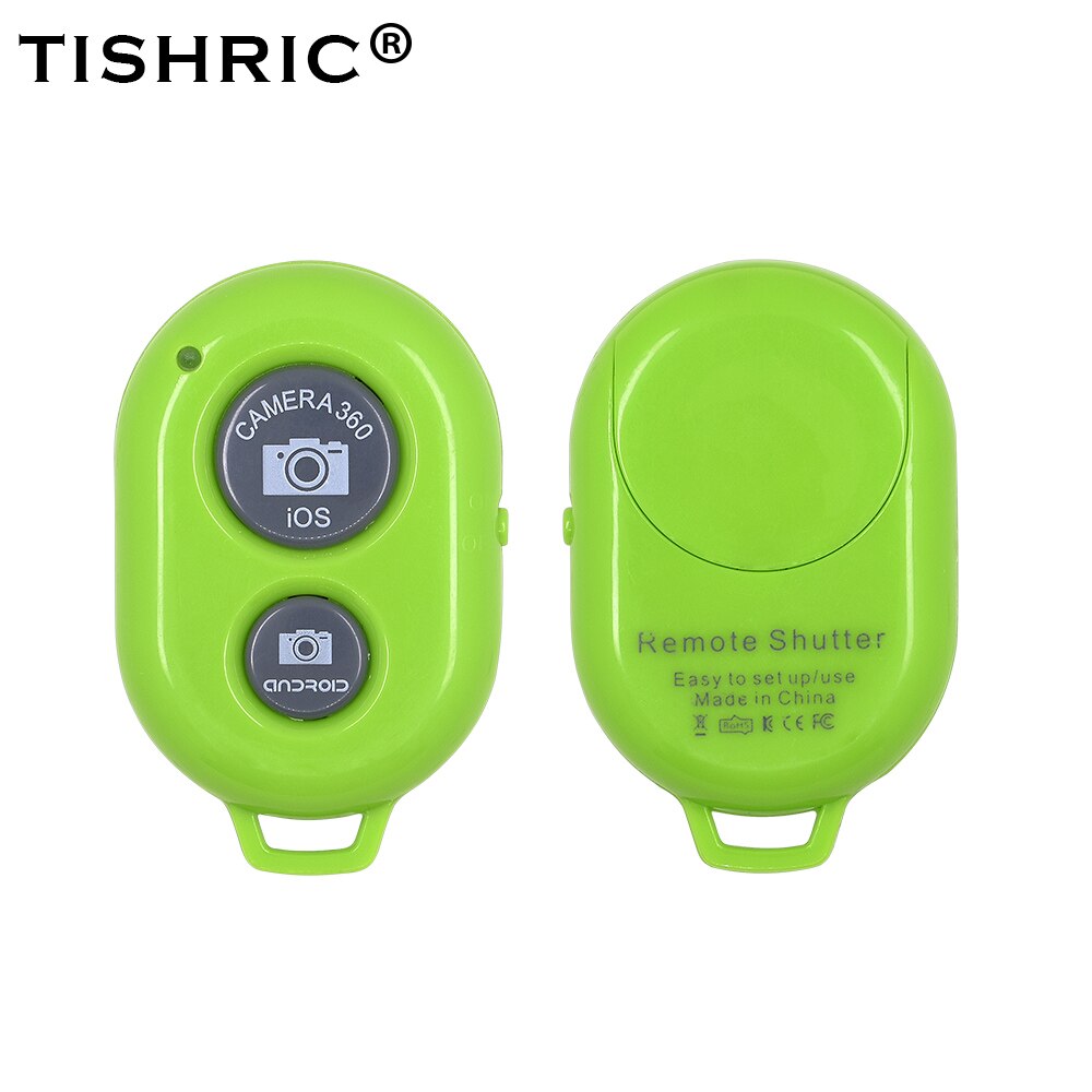 Tishric sem fio bluetooth obturador de controle remoto bluetooth auto temporizador para tripé do telefone móvel selfie vara controle remoto: Green