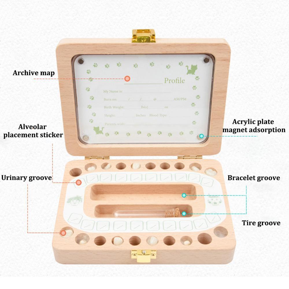 Wooden Photo Frame Fetal Hair Deciduous Tooth Box Organizer Milk Teeth Storage Umbilical Lanugo Save Collect Baby Souvenirs