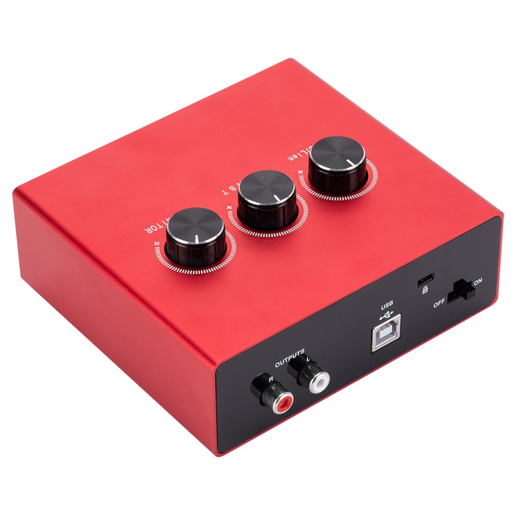 AU11-R Usb Mixer Externe Geluidskaart Audio Interface Kaart Voor Telefoon Computer Pc Voor Microfoon Live Studio Opname Zingen