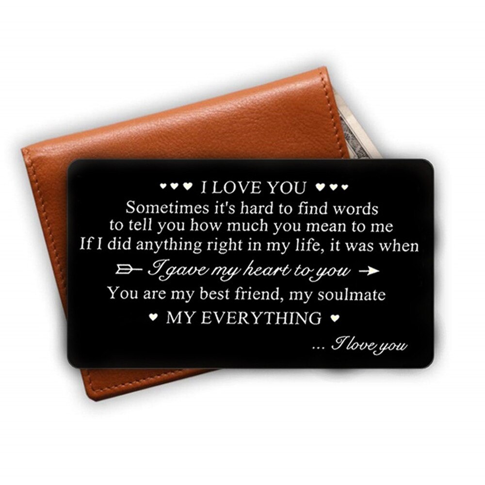 Eingravierte geldbörseneinlagen mit der aufschrift „ich liebe dich“, dauerhafte gravur, gastgeschenke für jahrestage für ehemänner