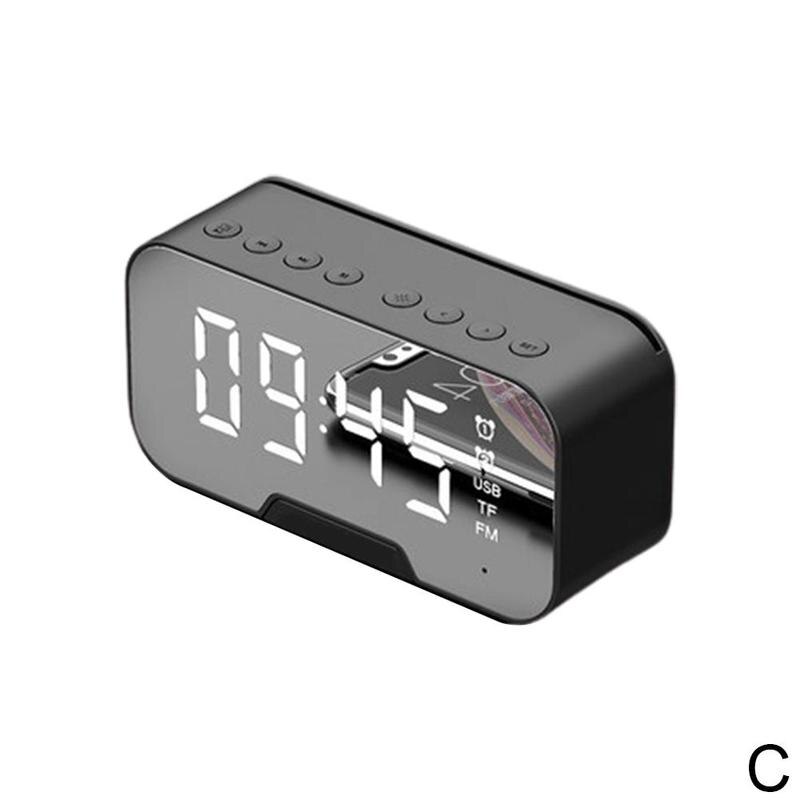 Portable Led Mirror Digital Alarm Clock Wireless Bluetooth Alarm Clock Speaker J8T4: black