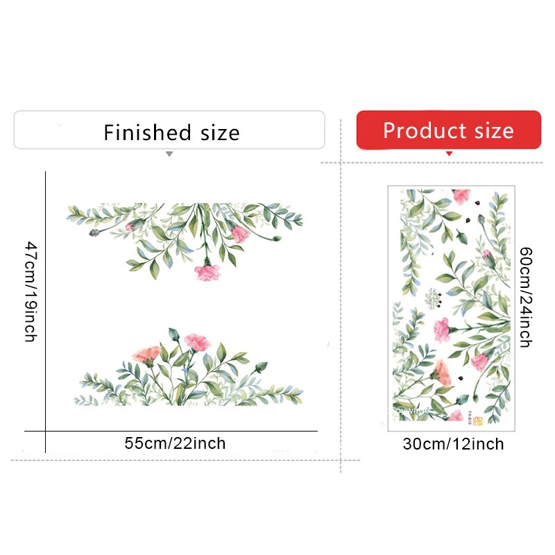 Avtagbara väggklistermärken blommor gröna blad för badrumsdörr väggdekor diy vinyldekaler självhäftande barnrumsmuralmålningar hem