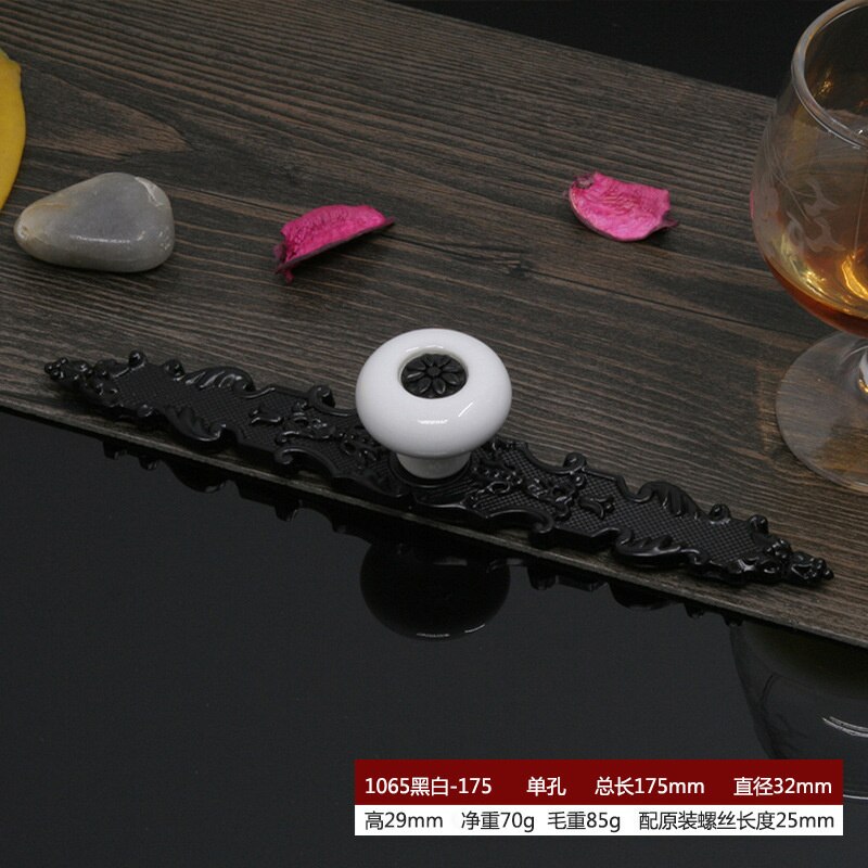 2 pcs Ceramic handle cupboard white drawer simple black and white European wardrobe single hole handle
