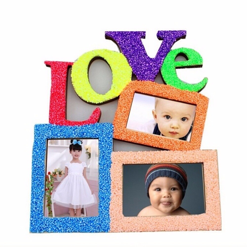 Duurzaam Mooie Holle Liefde Houten Familie Foto Fotolijst Rahmen Witte Basis Art Home Decor