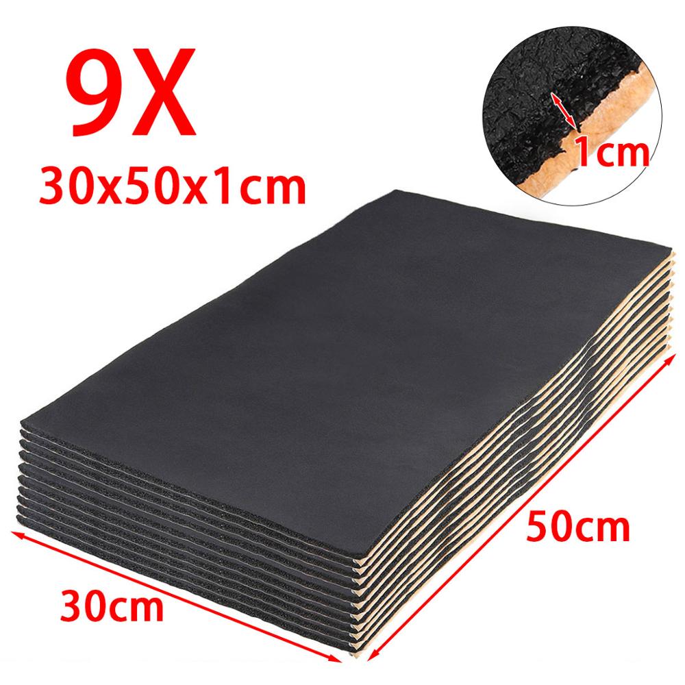 9Pcs/12Pcs 10Mm 8Mm 6Mm Auto Geluid Mat Proofing Deadener Warmte Geluidsisolatie deadening Mat Kap Gesloten Cel Schuim 50x30cm: 9pcs 30x50x1cm