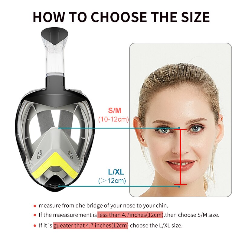 Full Face Snorkel Mask with Newest Breathing System, Foldable 180 Degree Panoramic View Anti-Fog Anti-Leak for Adults