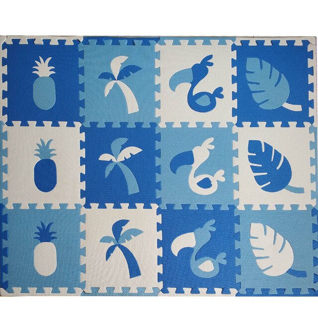JCC 8/24 pcs Toekan Stijl Baby EVA Foam Puzzel Speelkleed/kids Tapijten Tapijt Grijpende Mat voor kinderen Tegels 30*30*1 cm: Blue-Skyblue-White / 12pcs 30x30cm