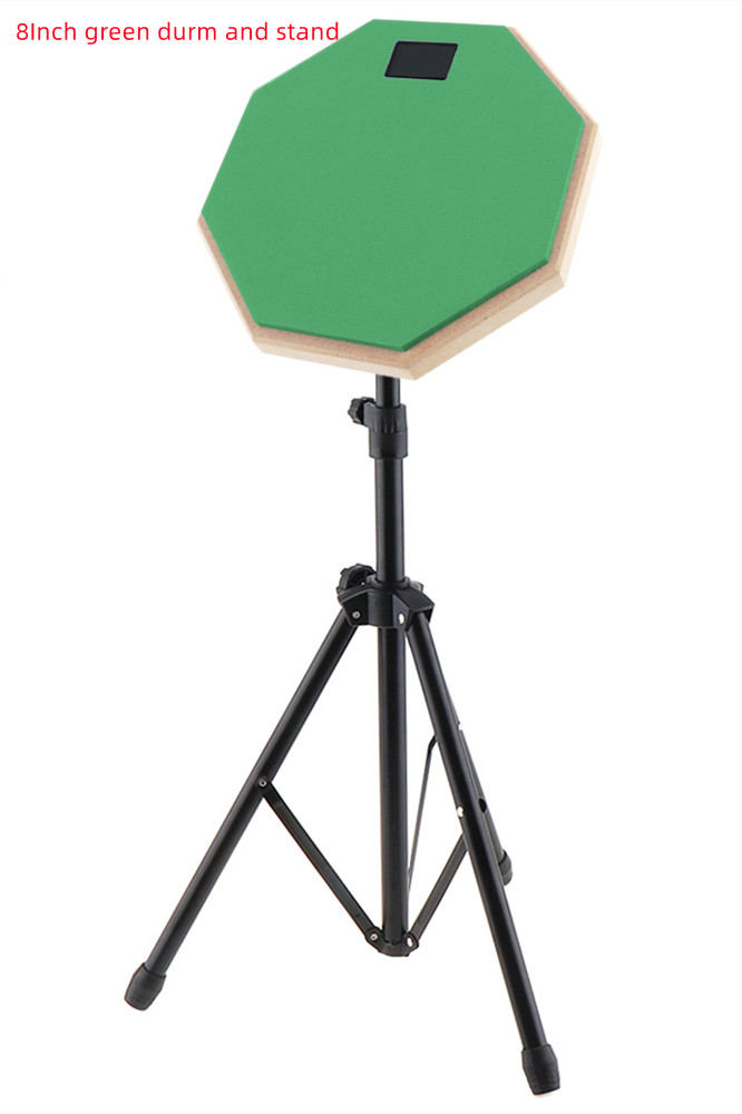 8 zoll Gummi Holz Dumm Trommel Anfänger Praxis Ausbildung Trommel Pad mit Stand / Stock Optional für Schlagzeug Instrumente Teile: Grün Trommel und Stand