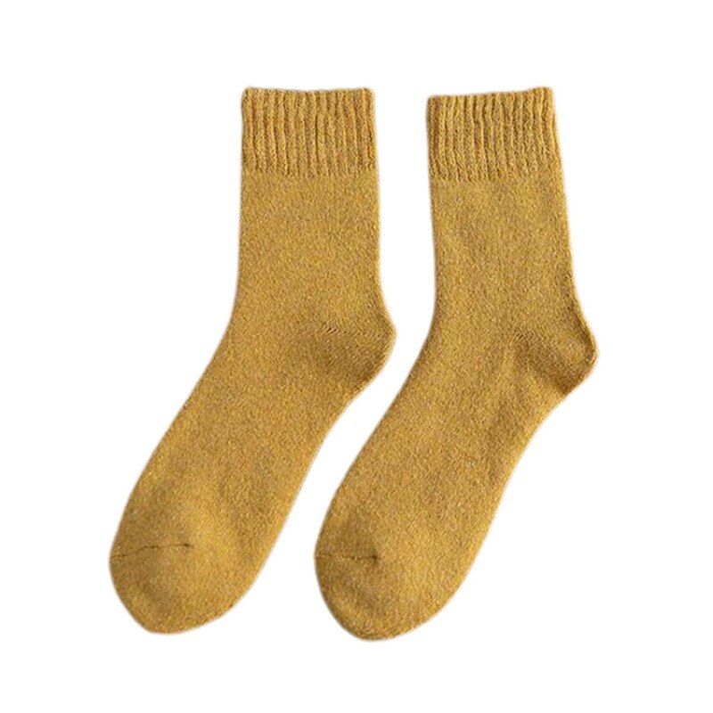 1 paar sokken dames en heren winter dikke warme badstof sokken dames kniekousen vloersokken imitatie konijn wol handdoek sokken: Geel