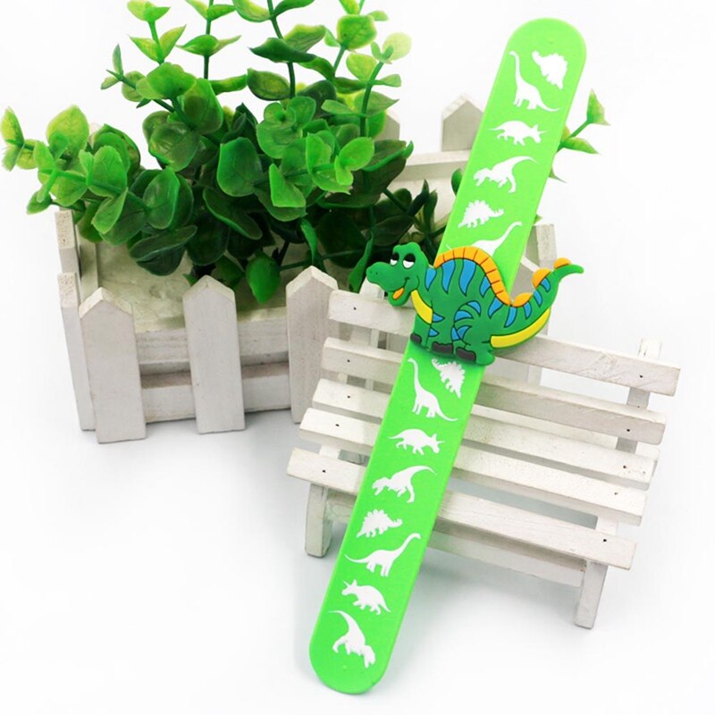 1Pcs Dinosaurus Rubber Slap Armband Kid Kinderen Polsbandje Flexibele Wrap Slap Enfant Bangle Kerst Jaar Cadeau: green