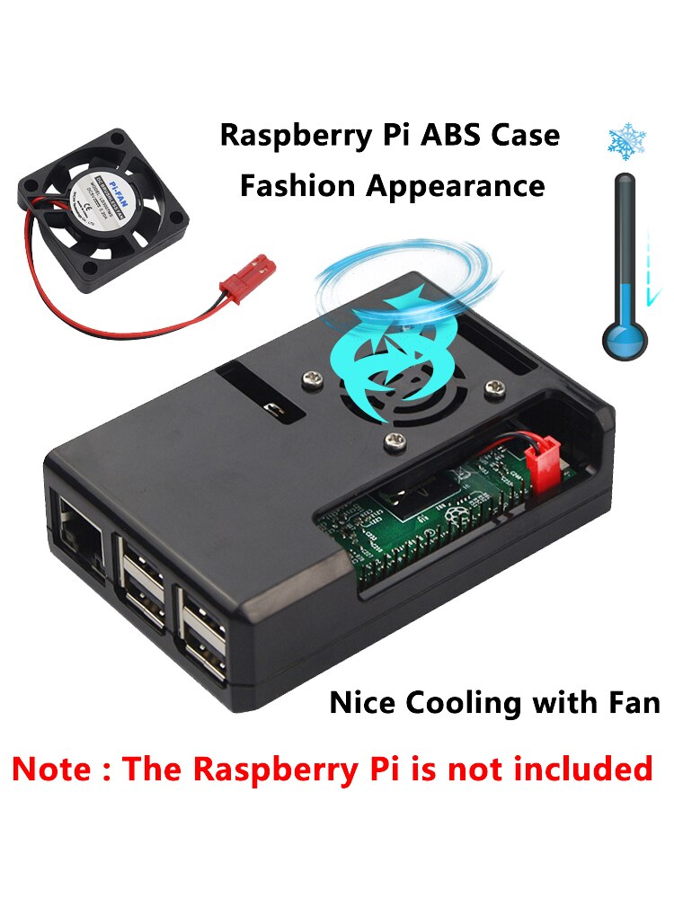 Raspberry Pi 3 Case Abs Doos Carcasa Raspberry Pi 3B Behuizing/Koeler Ventilator/Koellichaam Optie Cover Kit voor Raspberry Pi 3B +/3B