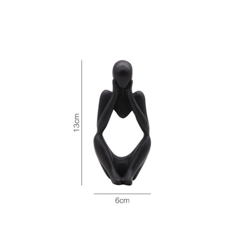 Home Decoratie Hars Sculptuur Denker Karakter Abstract Standbeeld Art Europese Stijl Voor Home Decor Moderne Kantoor Plank Desktop: Black A